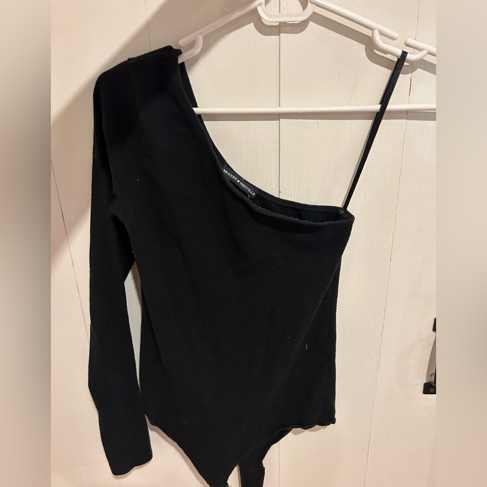 Black Brandy Melville one shoulder bodysuit
